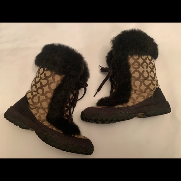 Coach Jennie Signature Boots With Real Rabbit Fur - Picture 3 of 7